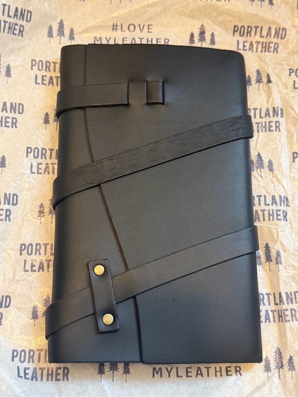 Portland Leather Large Black Wrap Journal